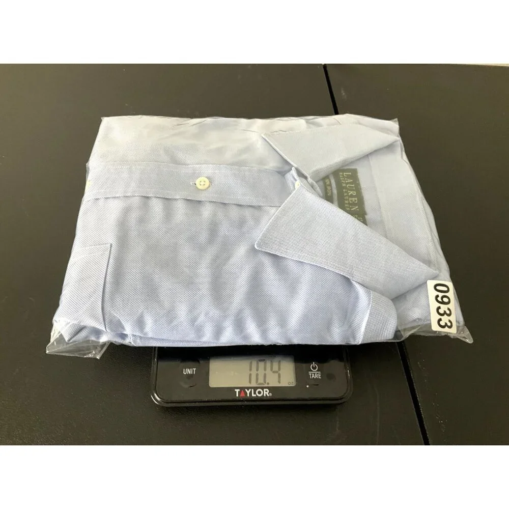 Polo Ralph Lauren Shirt Men 17 Blue 100% Cotton Long‎ Sleeve Button Non Iron